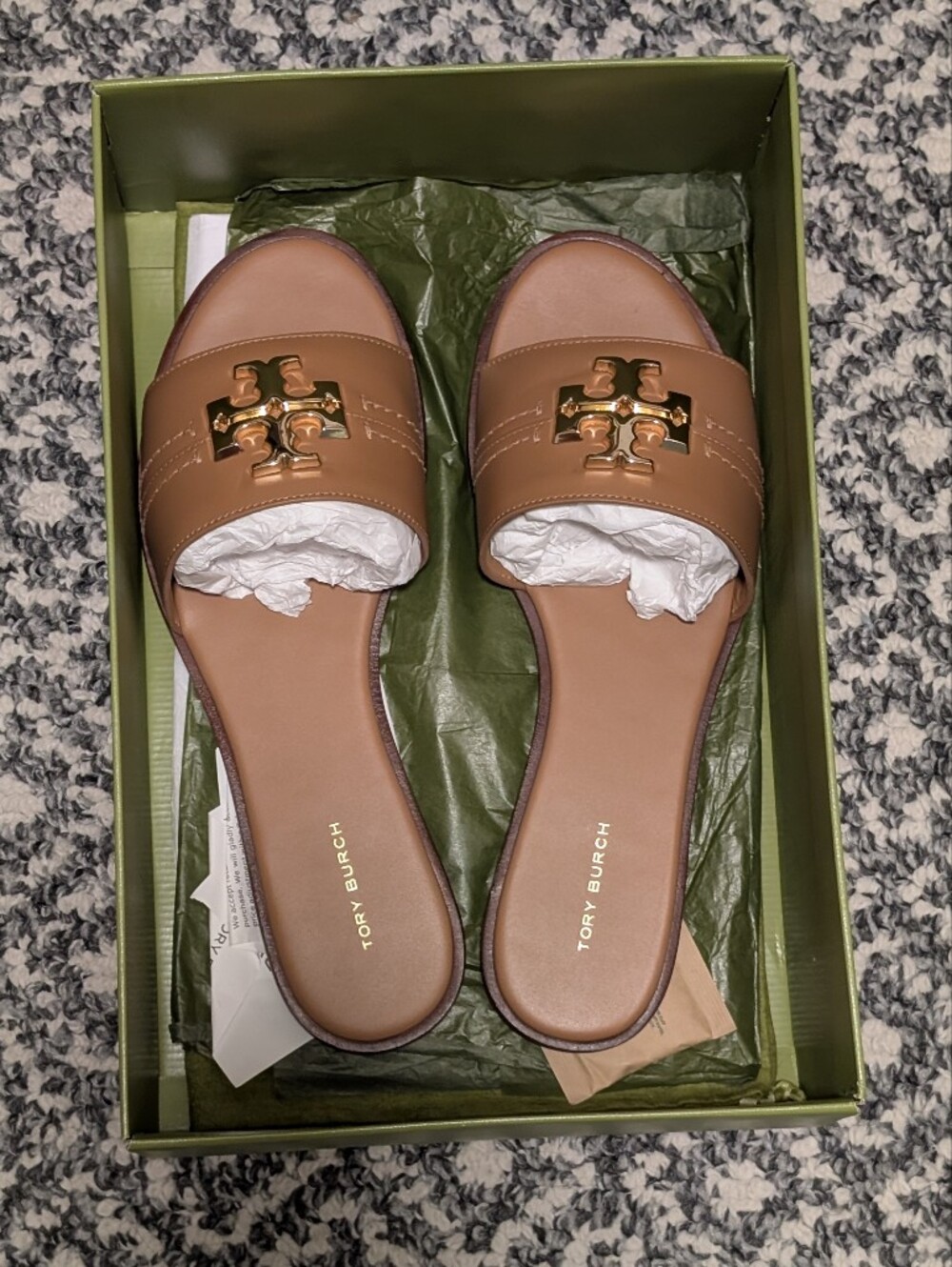 Tory Burch Eleanor Slide Sandal,Size 9.5 | Tan Bourbon Leather|Gold Hardware NWT